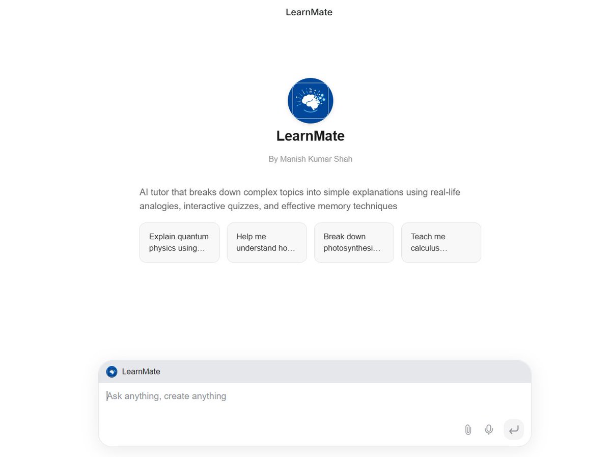 manishkumar_dev's tweet image. ChatGPT is great but can’t remember my writing style.
So I built LearnMate, my own AI agent that already knows my tone, style, and workflow — all in under 5 minutes.
No code. Built with @genspark_ai. Competing for $1000💰.
Here’s how you can build yours too 👇