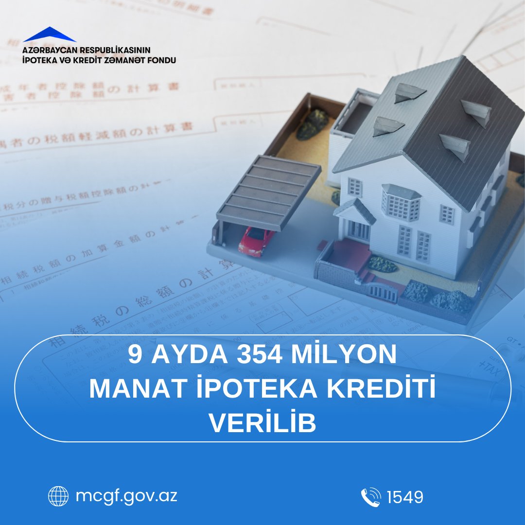 ARIKZF's tweet photo. 2025-ci ilin yanvar-sentyabr aylarında 354 milyon manat ipoteka krediti verilib
Ətraflı 📷 https://t.co/fv5l7MqZdb
#ikzf #ipoteka https://t.co/HQvd9Nw3cM