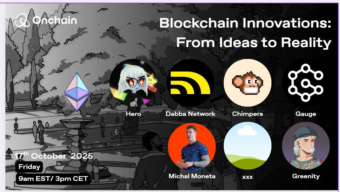 gauge 🔺 (@gauge_e1) on Twitter photo We’ll be live tomorrow, fam!
Join us as we discuss Blockchain Innovations: From Idea to Reality with <a href="/OnchainHQ/">Onchain Foundation</a>
tag a fren, and don’t miss out on the alpha 👇
Let’s build. 🧱 We’ll be live tomorrow, fam!
Join us as we discuss Blockchain Innovations: From Idea to Reality with <a href="/OnchainHQ/">Onchain Foundation</a>
tag a fren, and don’t miss out on the alpha 👇
Let’s build. 🧱