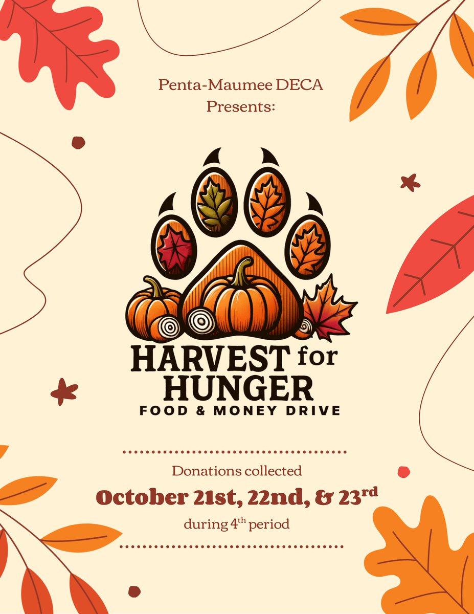 Harvest for Hunger is coming up. Get ready to help Maumee DECA stock the shelves for needy families this holiday season.