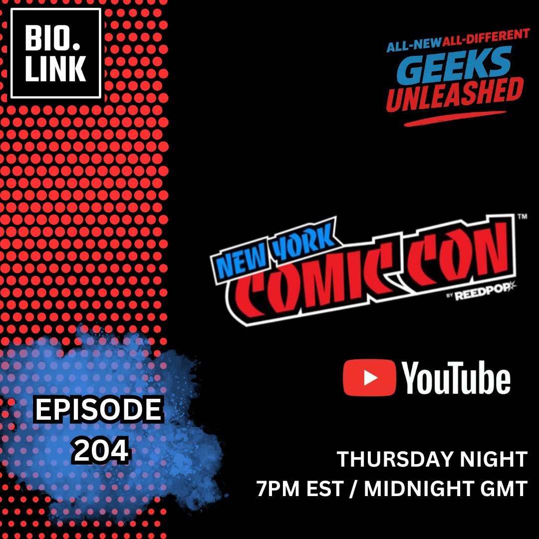 GeeksUnleashed's tweet image. Geeks Unleashed Returns Tonight for The All New, All Different Geeks Unleashed Show Live on YouTube. Audio will follow on all good podcasting platforms.
Mark will will return tonight for a brand new show with a new co-host to wrap up the news from this weekends NYCC 2025.