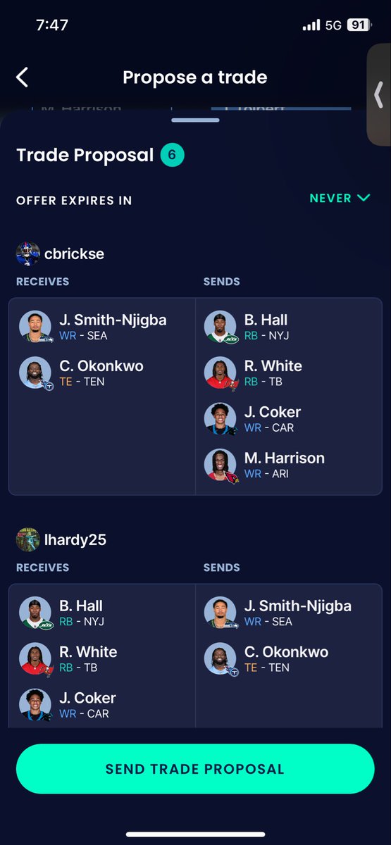 ConorBrickse's tweet photo. @DynastyDadFF 12 team SF PPR Dynasty https://t.co/erYF0GVj8x