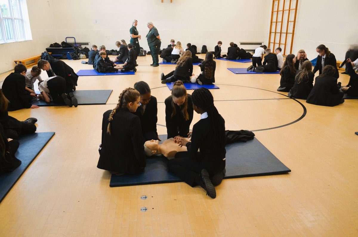 Today’s the day! Our amazing Year 8s are fully engaged in #RestartAHeartDay, learning vital CPR skills that could one day save a life.🫀💪
A huge thank you to everyone involved in making this happen — your support is truly appreciated.  #CPRChampions #LifeSavingSkills <a href="/TheBHF/">British Heart Foundation</a>