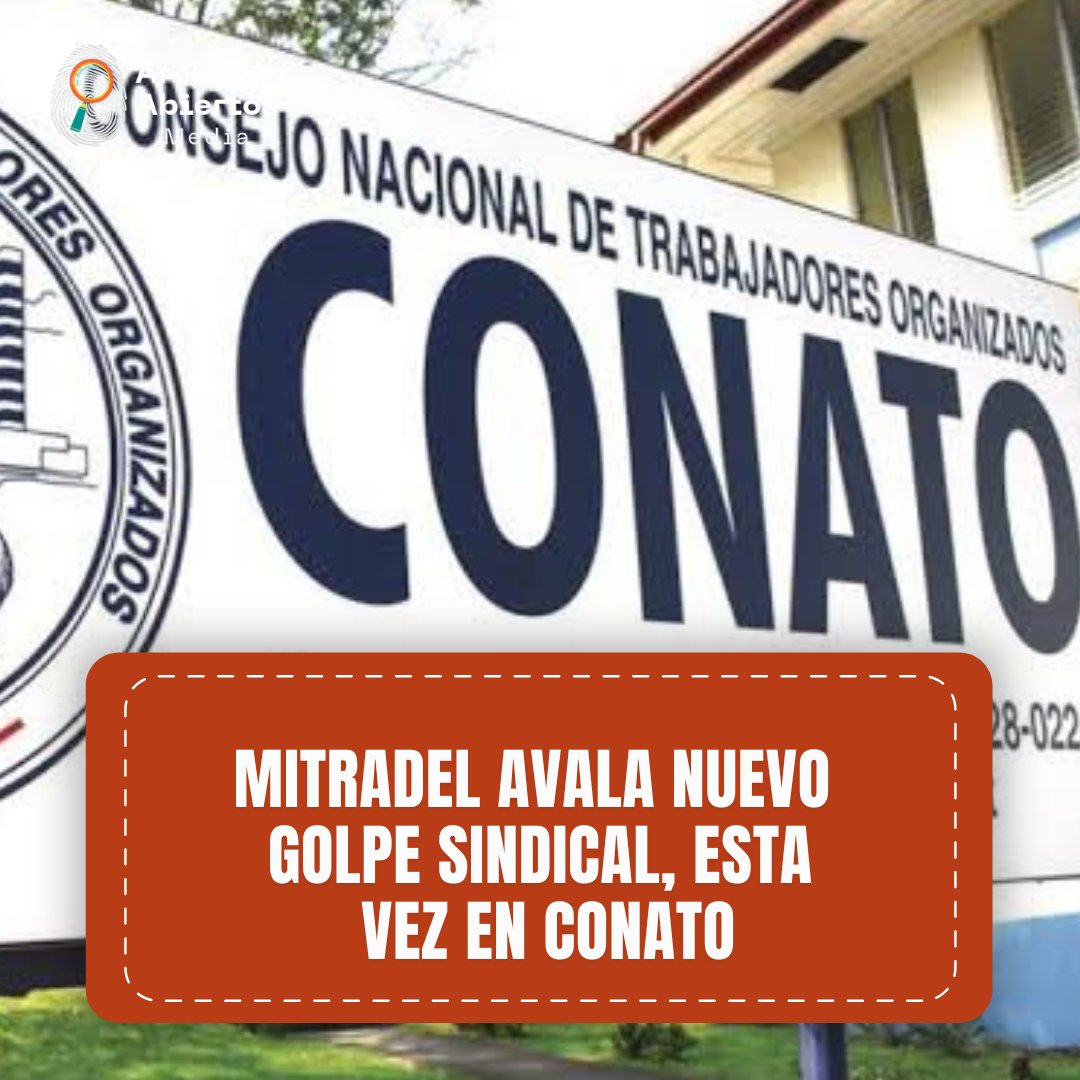 GriselB's tweet photo. Segundo golpe sindical avalado por el Mitradel:
CONATO fue tomada por grupos minoritarios con el aval oficial.
En su lugar, el Ministerio impuso a uno de sus aliados Aniano Pinzón y así el gobierno abre el segundo frente a su favor. https://t.co/y3MUImqAbw