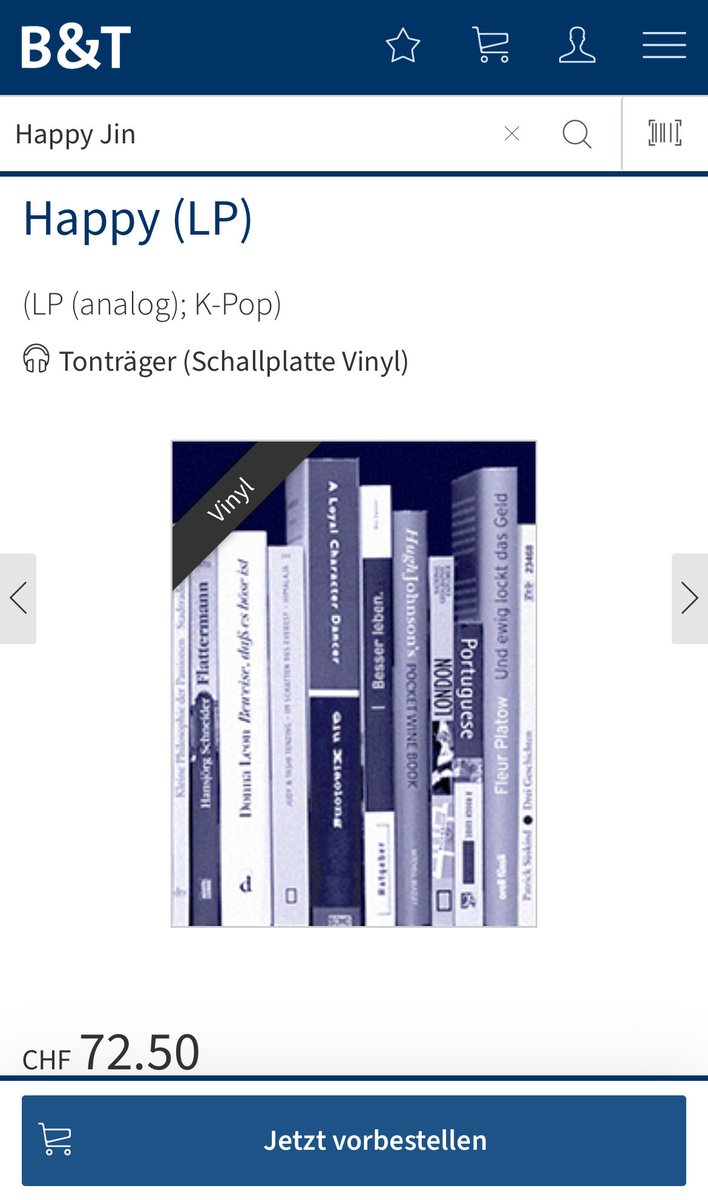 bts_swiss_army's tweet photo. 🇨🇭[#Happy_Vinyl by #Jin Swiss Preorder Links]🇨🇭

~ Bider &amp; Tanner ~

Buchhaus is now selling #Happy Vinyl by #Jin in their Online Shop for 72.50 CHF!

🛍️: https://t.co/UghFApdYR7 https://t.co/tTlFeKNFva