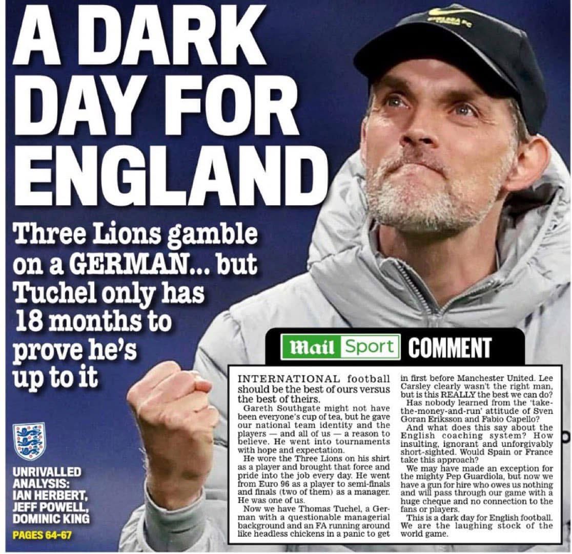 krpfm2k11's tweet photo. Rok temu tak w Daily Mail witali nowego selekcjonera. Dziś nie wypada nikomu powiedzieć, że nie wygrają mundialu 2026. https://t.co/29BVRoLpKi