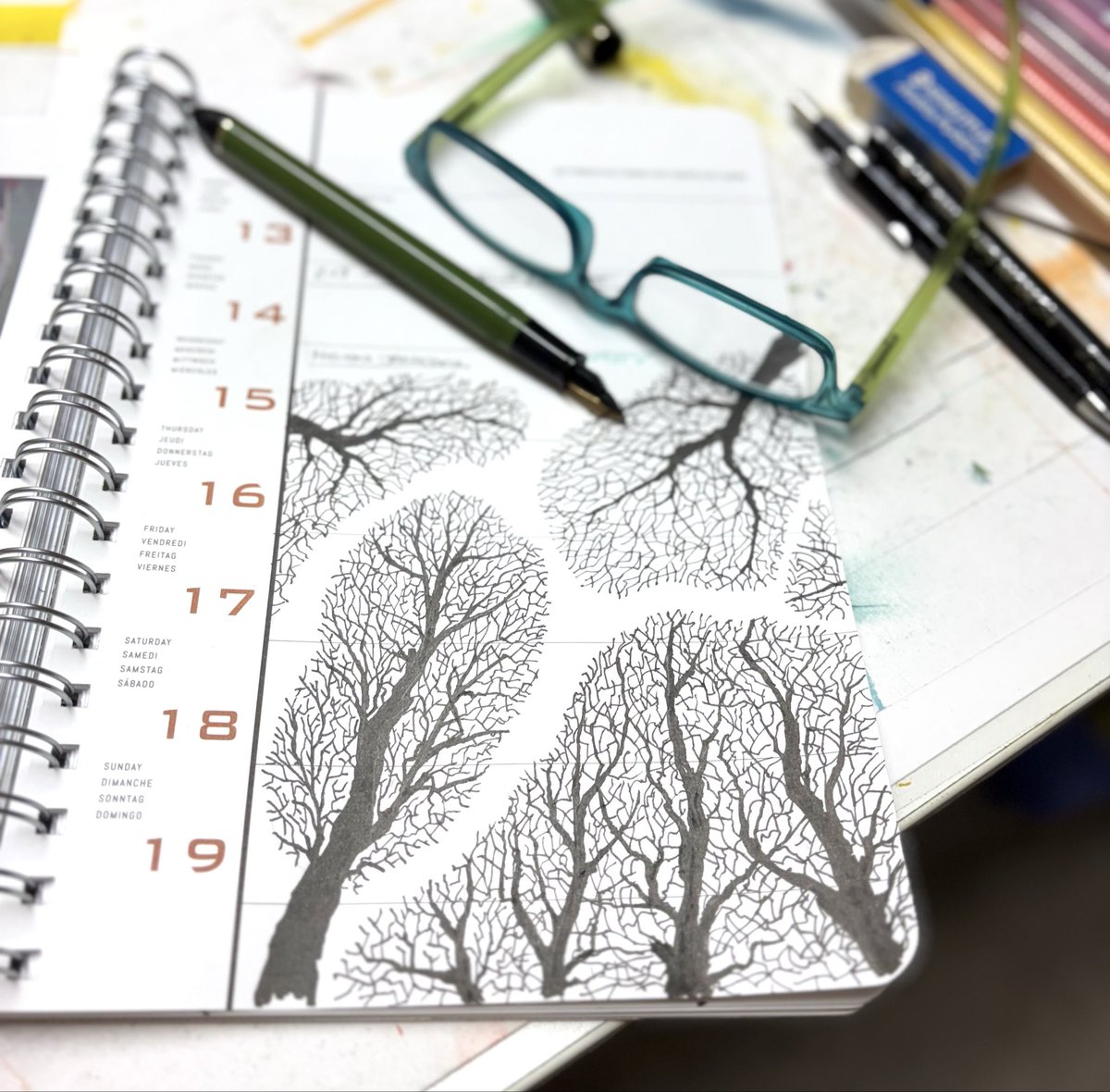 Scribbling trees while I’m on hold 📞