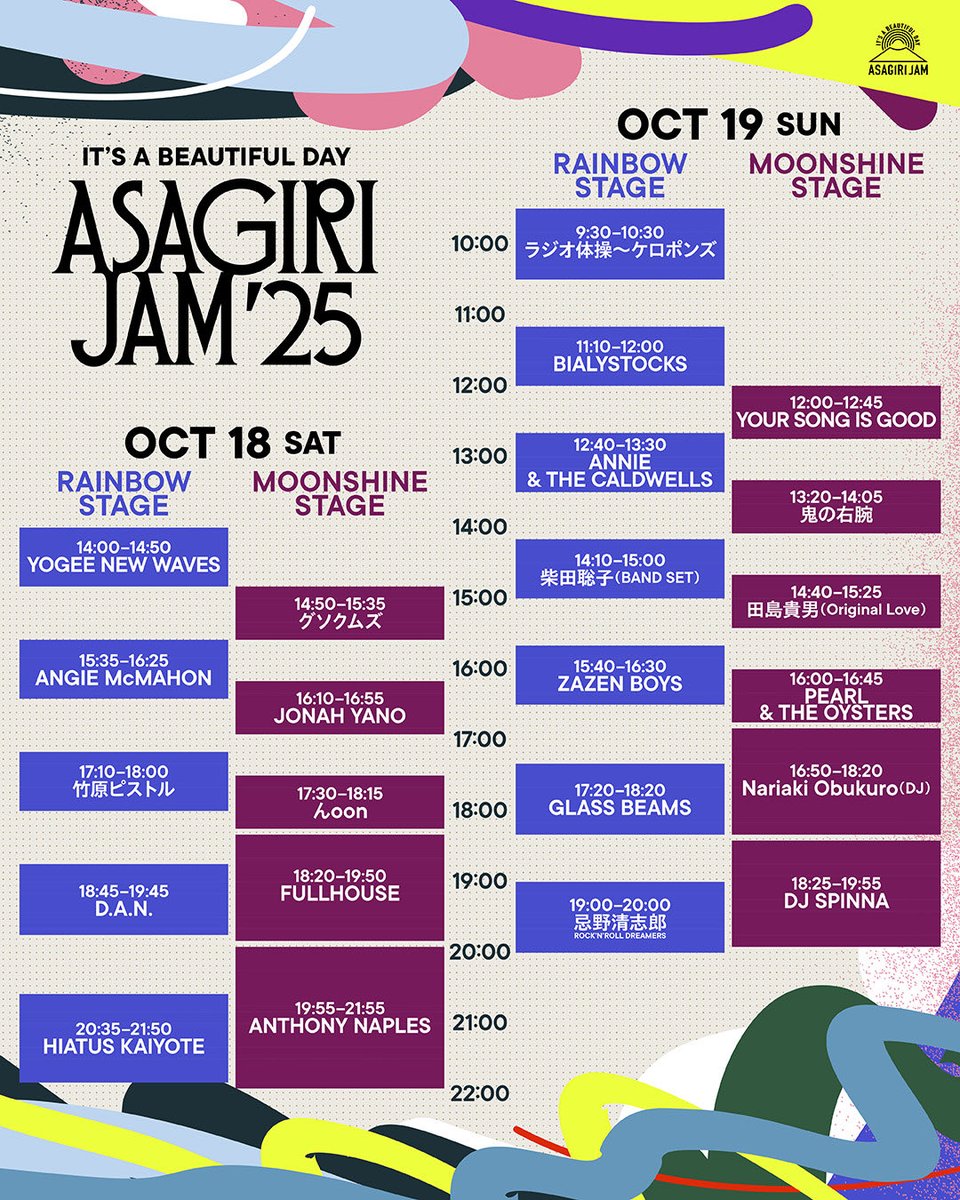 2 More Days to Go!🌈☁️🗻

朝霧JAM'25 <a href="/asagirijam/">ASAGIRI JAM - 朝霧JAM</a> 

んoon は　18日（土）　17:30〜
Moon Shine Stageの出演です

🌝✨

See you in 48hrs以内！
TANOSHIMIIIIII🌈✨🕺🏽☁️