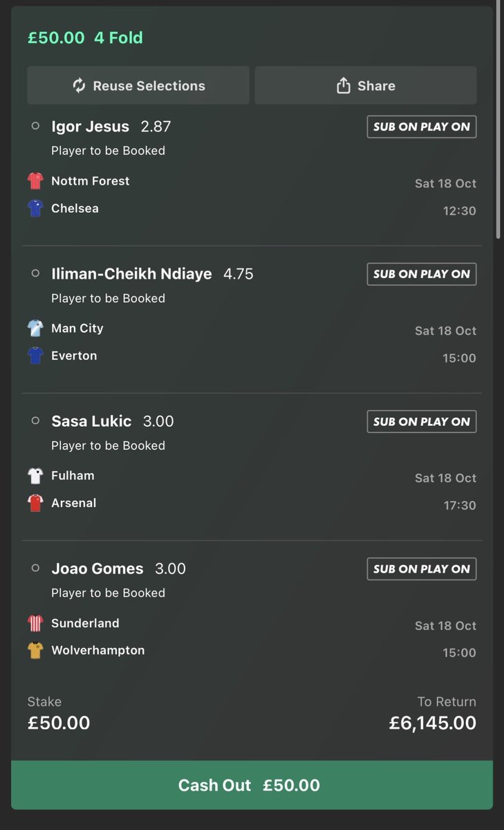 cory__1_'s tweet image. £50 INTO £6,145.00💷😍
PREMIER LEAGUE CARD ACCA🟨🟨 ⚽️
IF THIS WINS I WILL GIVE £1,000 TO 2 PEOPLE WHO ❤️AND RETWEET THIS POST.
BRING IT ON🤌