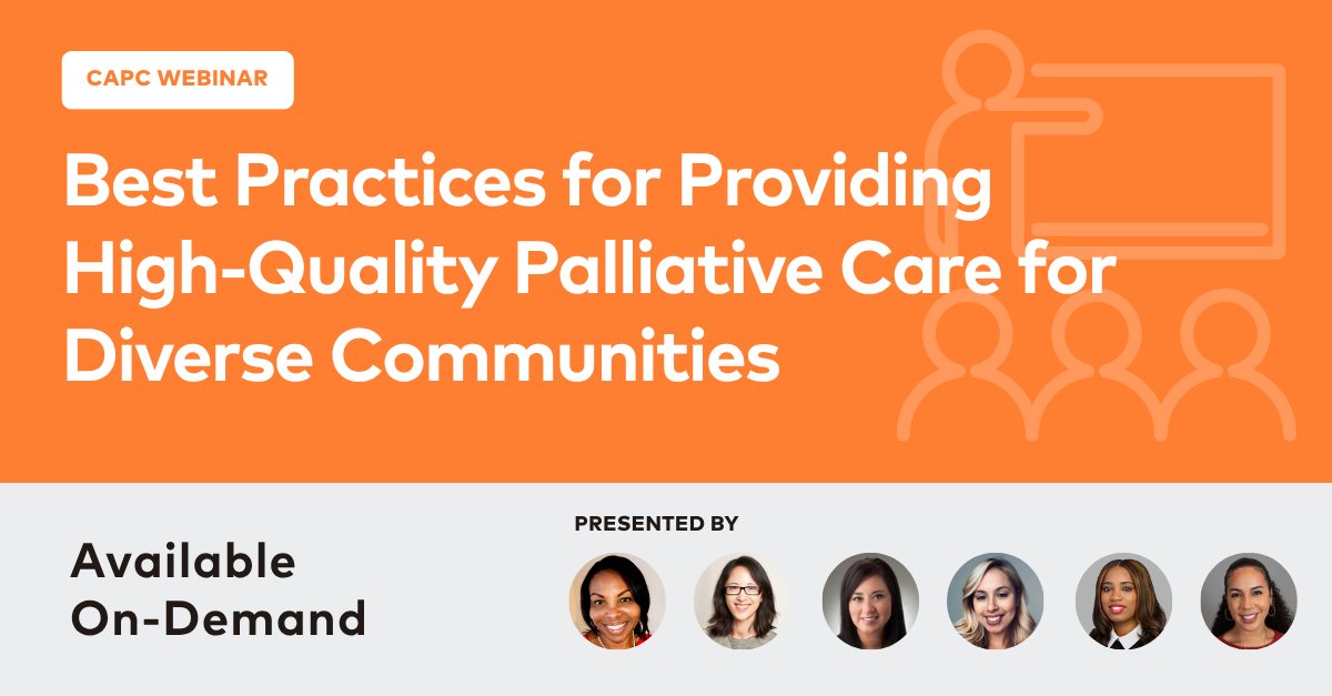 CAPCpalliative's tweet image. 💻 On-Demand Webinar 'Best Practices for Providing High-Quality Palliative Care for Diverse Communities' 
🔗 ow.ly/BOCc50X6qSO

In this webinar, we will explore the unique challenges and needs of diverse communities in the care of people with serious illness, and more.