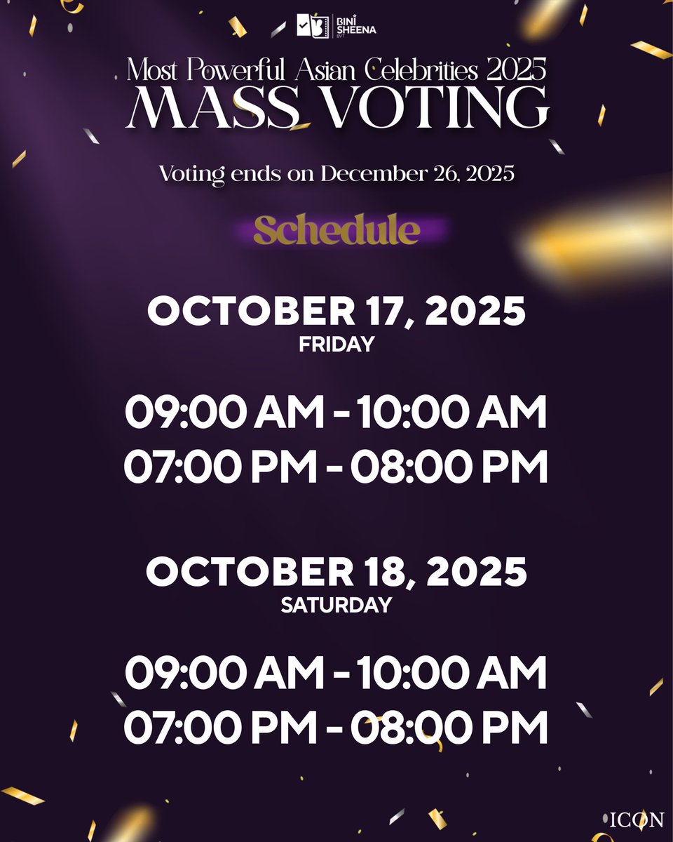 And that concludes our mass voting for ICON's Most Powerful Asian Celebrity today.

#BINISheena is currently holding Rank 6 with 57,303 votes, but we can push higher!

Shinies and Blooms, join us again for the next mass voting waves happening tomorrow and in the following days.
