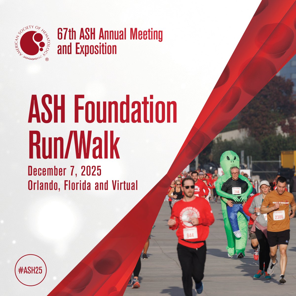 ASH_hematology's tweet photo. Start day 2 of #ASH25 with fresh air, community, and philanthropy.
#ASHRunWalk is a 3k or 5k you can join virtually or in Orlando!
Funds raised support more awards and other efforts to support the future of hematology. Register: https://t.co/Mr36womsBH #Fight4Hematology https://t.co/01msVFwbQm