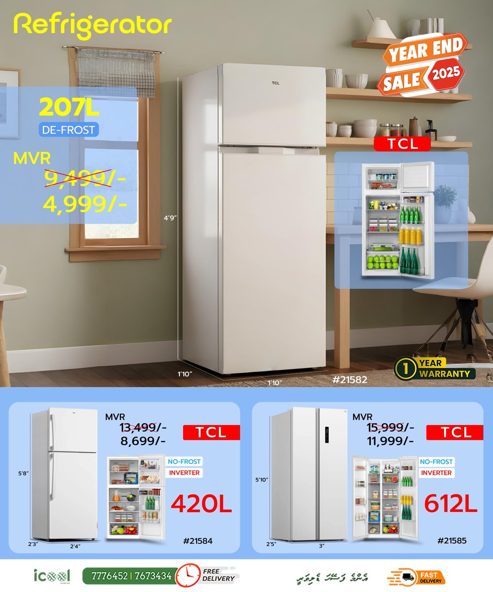 IcoolMaldives's tweet image. Freshness, The TCL Way ✨
Keep your food cool and your kitchen stylish with TCL Refrigerators – smart cooling, elegant design, and lasting freshness. 🧊🥦
#TCLRefrigerator #FreshLiving #SmartCooling