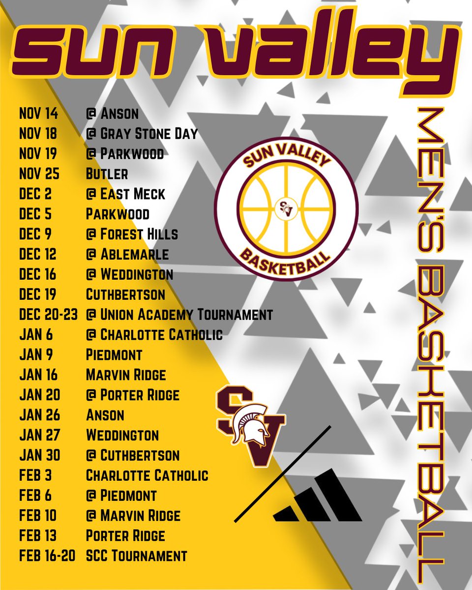 Sun Valley Men’s Basketball (@sunvalleymbb) on Twitter photo Our 2025-26 Sun Valley Men's Basketball Schedule 🗓️🏀
<a href="/SVHS_Athletics1/">Sun Valley High School Sports</a>
#toughness #togetherness Our 2025-26 Sun Valley Men's Basketball Schedule 🗓️🏀
<a href="/SVHS_Athletics1/">Sun Valley High School Sports</a>
#toughness #togetherness