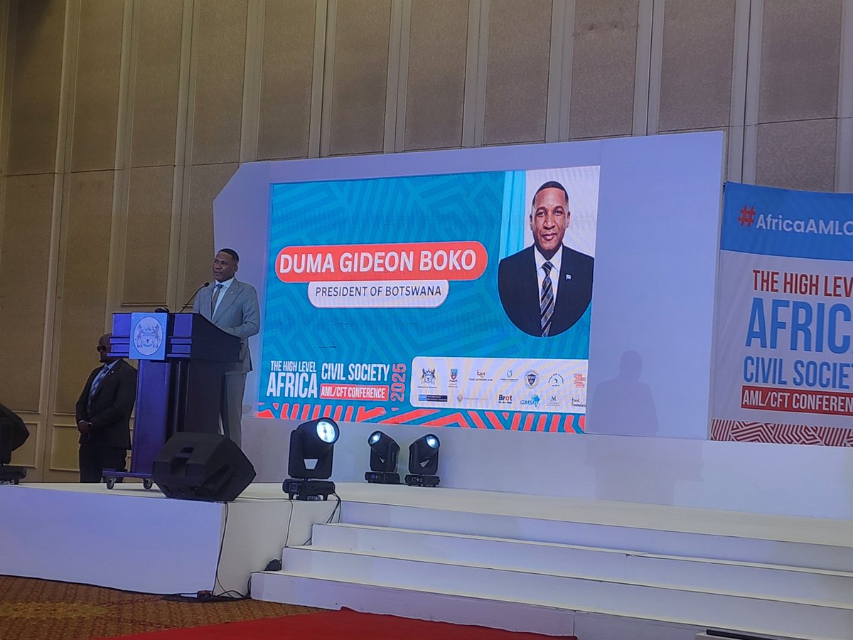 In his remarks, Duma Gideon Bok, President of Botswana <a href="/BWPresidency/">Office of the President| Republic of Botswana.</a> emphasised the critical role of civil society and the importance of a multi-voice approach in addressing issues such as money laundering, illicit financial flows, terrorism, organized crime, and their financing.