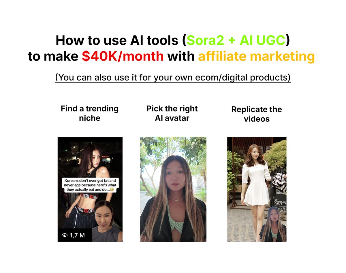 sora2 is quietly powering some of the biggest ai affiliate pages

one setup alone is making over $40k/month — all with ai avatars and ugc videos

no filming. no editing. no team.

just sora2 creating lifestyle clips that go viral
and ai ugc turning them into high-converting