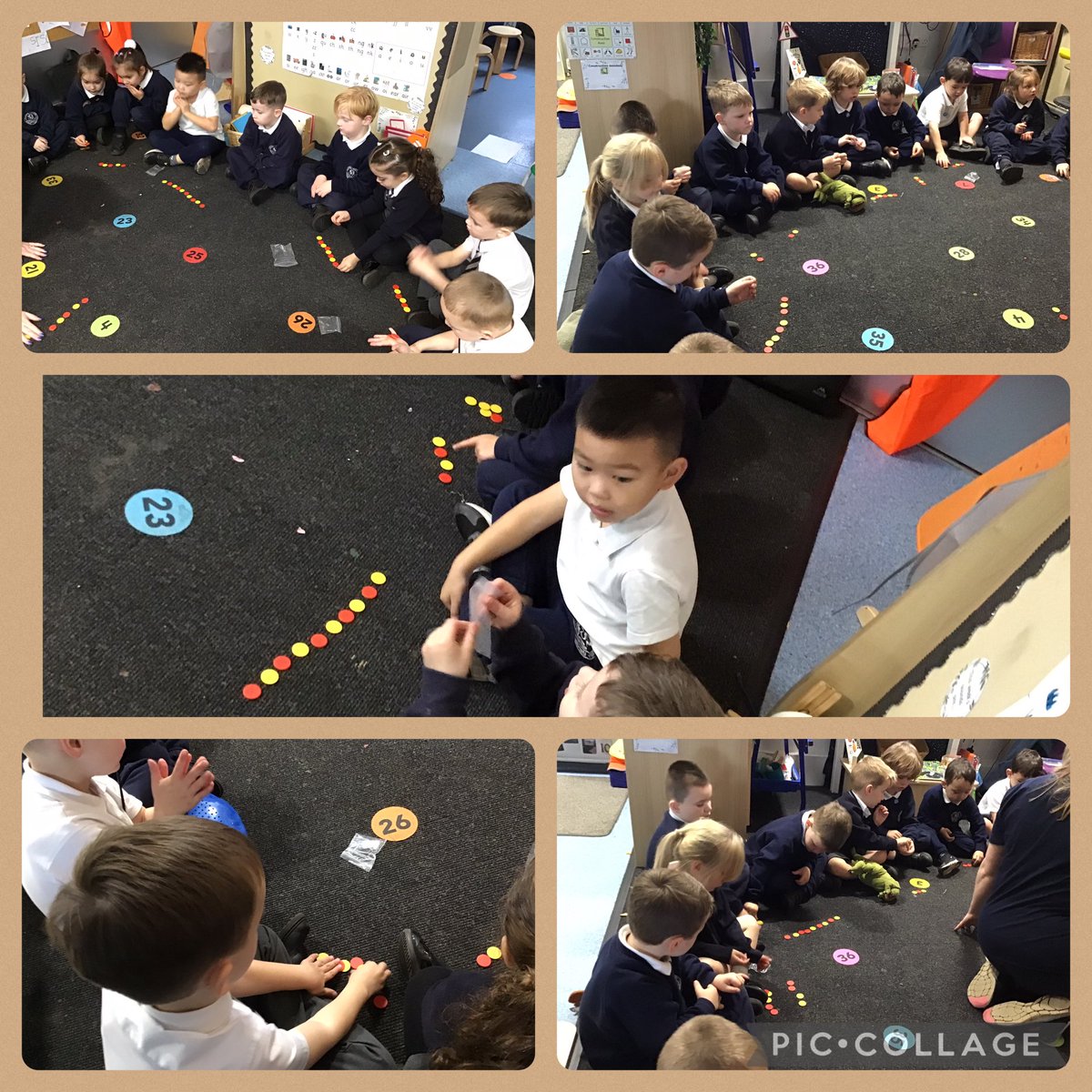 Receptionmonksd's tweet image. #classR1 have been learning repeated patterns in maths we have enjoyed using the counters to create a pattern #maths #patterns 
❤️💛❤️💛❤️💛 ⁦@Monksdownmaths2⁩