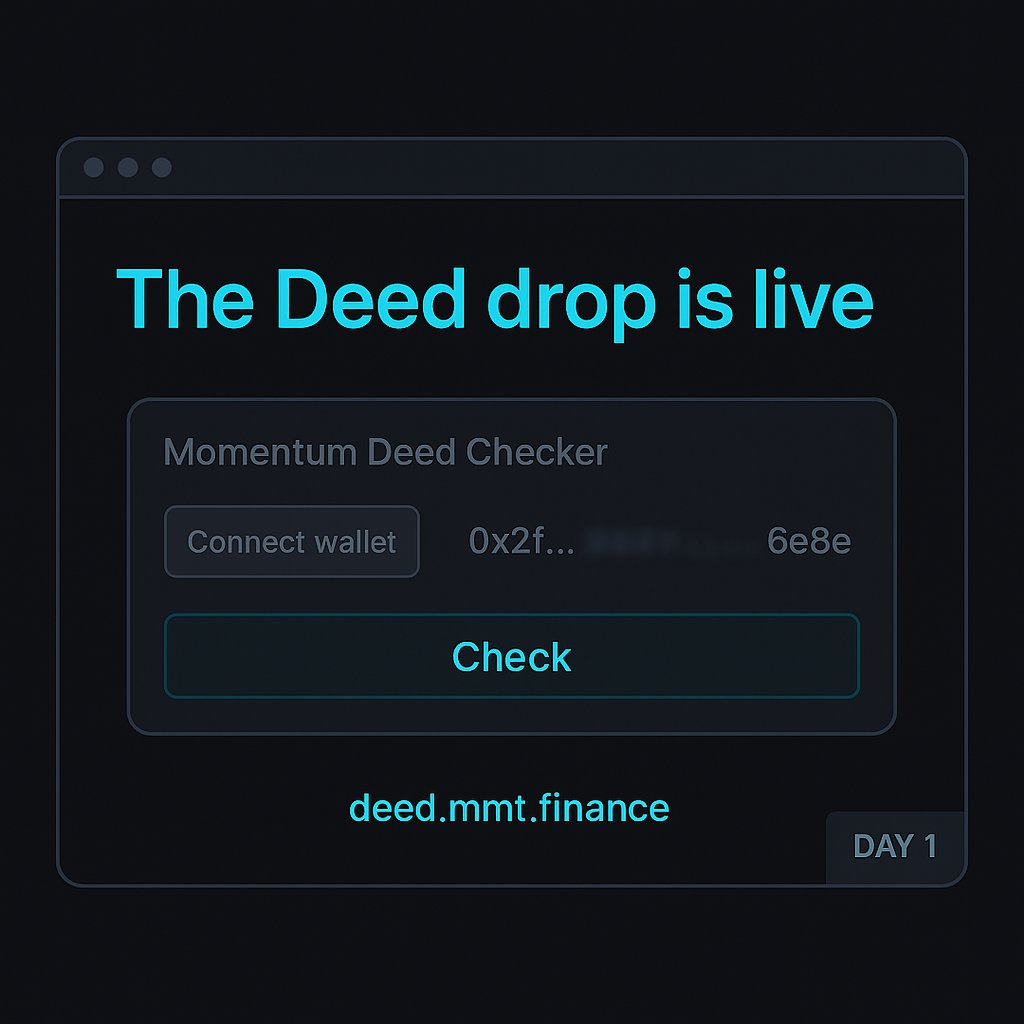 RobsonSmithF's tweet image. The Deed drop is live. Heard I might be eligible for a Title Deed from @buidlpad 
@MMTFinance
👀Checking mine now → https://deed.mmt.financeIf you’re in, nominate a fren. Let's go to the moon! Together ;D

#Momentum #MMT #Sui #BuidlPad