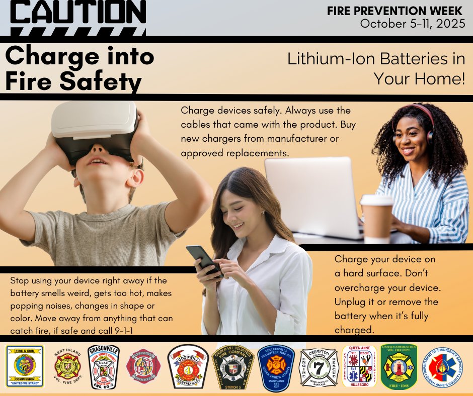 It’s Fire Prevention Week!  This year’s theme: “Charge into Fire Safety: Lithium-Ion Batteries in Your Home.”
Buy listed products
Charge safely
Recycle responsibly
Learn more ➡️ nfpa.org/fpw