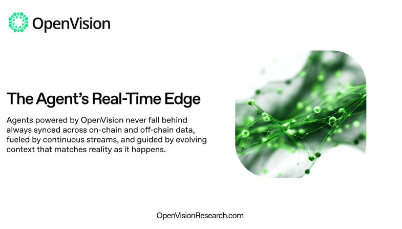 UseOpenVision's tweet image. That’s why Agents need OpenVision:
🔄 Always in sync with on-chain + off-chain data
⚡ Streams instead of snapshots
🧠 Context that evolves with reality, not after it