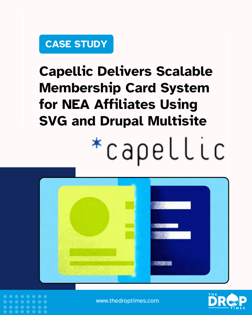 thedroptimes's tweet image. Capellic’s @capellic  new Drupal multisite feature powers scalable, branded membership cards for NEA affiliates.

SVG + HTML canvas = flexible, print-ready cards across 20+ sites.

🔗 bit.ly/3J7iEWm 

#Drupal #Multisite #SVG #CaseStudy