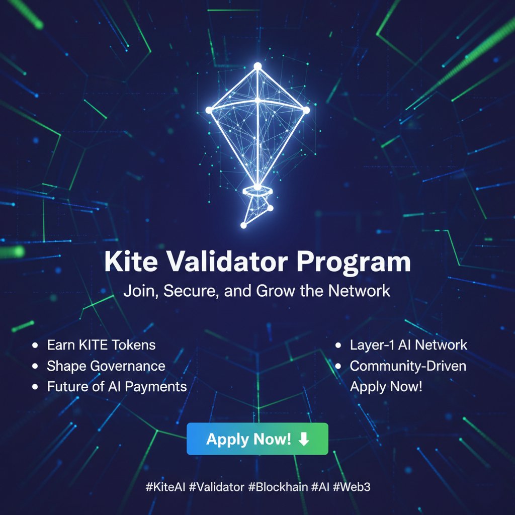 Banglatips5's tweet image. 🌈The Kite Validator Program is OPEN! 

Secure the Layer-1 AI payments network and earn KITE token rewards. Long-term commitment needed.

Join governance &amp;amp; co-build the future of agentic payments. @GoKiteAI Apply now!  Check Description👇

#KiteAI #Validator #Blockchain #AI #Web3