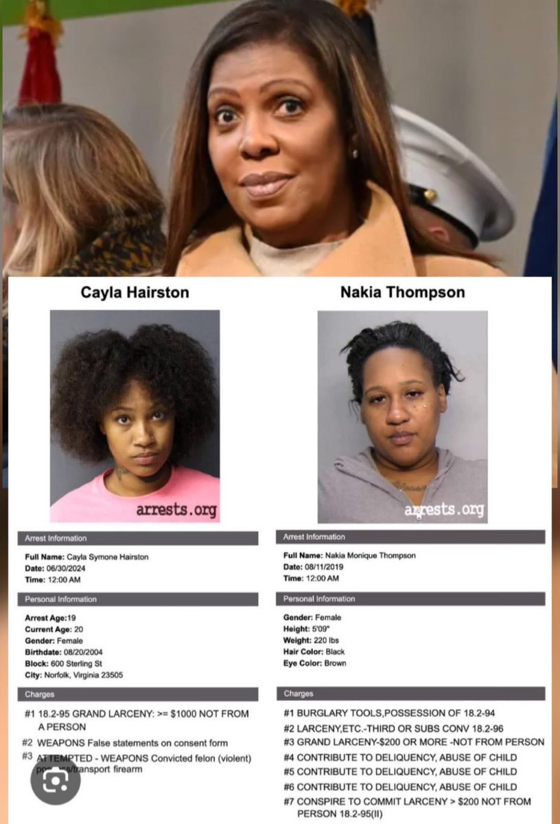 Stan Wilson (@wilsonstan83422) on Twitter photo <a href="/NewYorkStateAG/">NY AG James</a> 🚨 These are Letitia James’s nieces living in her Virginia property &her so-called “tenants.” One of them, Nakia, is a fugitive who fled North Carolina to dodge arrest warrants and then took up residence in Aunt Letitia’s bank-fraud home.
<a href="/FBI/">FBI</a> <a href="/TheJusticeDept/">U.S. Department of Justice</a> <a href="/NewYorkStateAG/">NY AG James</a> 🚨 These are Letitia James’s nieces living in her Virginia property &her so-called “tenants.” One of them, Nakia, is a fugitive who fled North Carolina to dodge arrest warrants and then took up residence in Aunt Letitia’s bank-fraud home.
<a href="/FBI/">FBI</a> <a href="/TheJusticeDept/">U.S. Department of Justice</a>