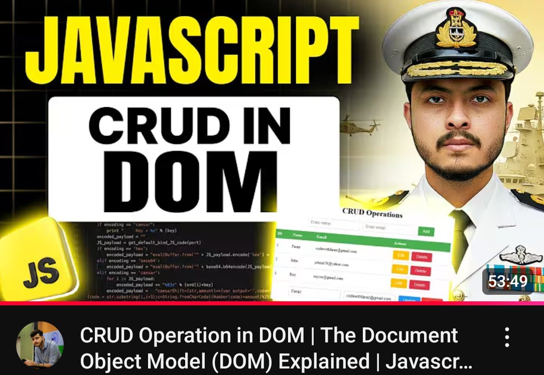 YashSainiCodes's tweet image. 📅 Day 45 – Web Development Journey
Topic Covered:
CRUD Operation
Thanks 🙏 to @rohit_negi9 Bhaiya & @adityatandon02 Bhaiya for an amazing course!
#180DaysOfCode #WebDevelopment #CoderArmy