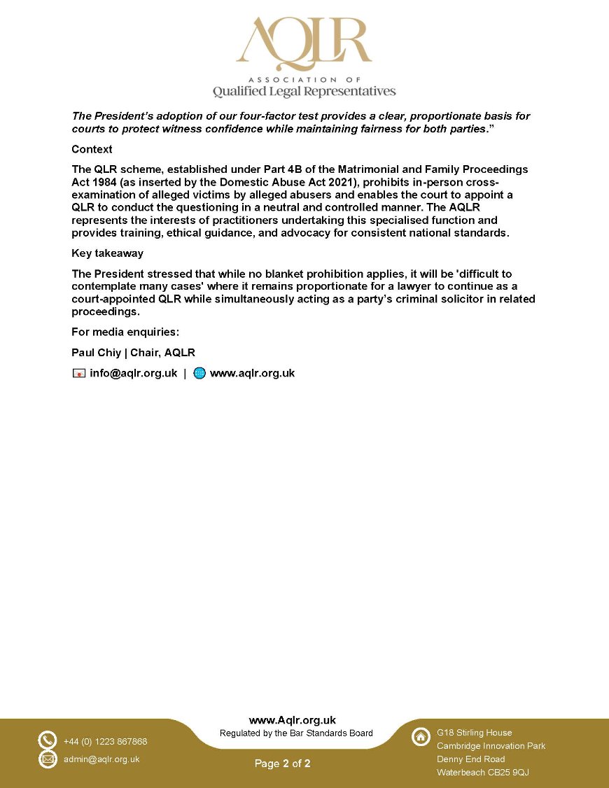 Association of Qualified Legal Representatives tweet media