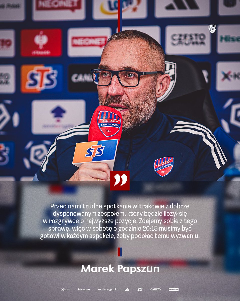 🗣️ Trener Marek Papszun przed sobotnim meczem z Cracovią 💬

Zapis konferencji ▶️ youtu.be/ZfCsGMu_HUQ