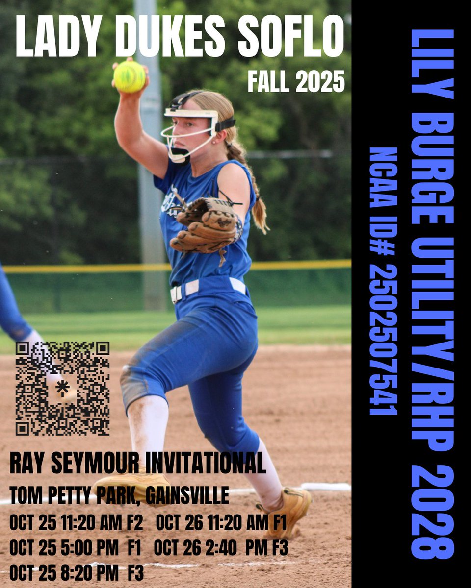 LilyB2028's tweet photo. Pumped and Ready to Go! Looking forward to meeting recruiters at the Ray Seymour Invitational with my team @ladydukesSE @LadyDukesSoFlo  @ray_seymour @DirectRecruits @sballrecruiting @fastpitchwatch @SoftballDown @SBRRetweets @ExtraInningSB @Sports_Recruits @SoftballRecruit https://t.co/lDjxcFSXDM