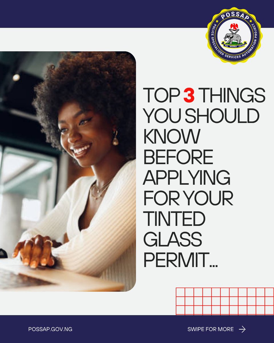 POSSAP_NGG's tweet image. Here are the Top 3 things you must know before you start your application.

Save yourself time and avoid delays. 
Follow these tips for a smooth approval process. 

#POSSAP #TintedGlassPermit #NPF