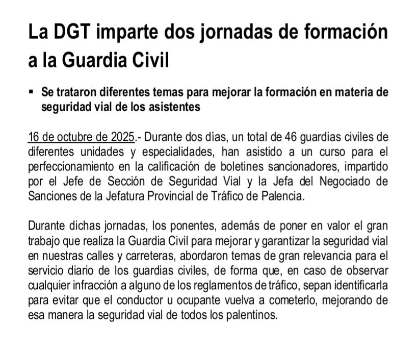 💚 La DGT imparte dos jornadas de formación a la Guardia Civil

#guardiacivilpalencia 
#SeguridadCiudadana 
#SeguridadVial 
#formacion