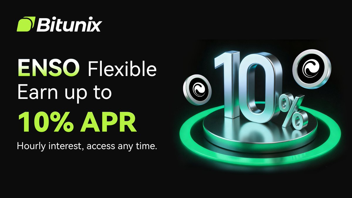BitunixOfficial's tweet image. 💰 Earn Up to 10% APR with $ENSO Flexible!
Grow your assets effortlessly with Bitunix. Enjoy hourly interest, flexible access, and up to 10% APR. 🚀
Start earning today! 👉 bitunix.com/earn/financial…