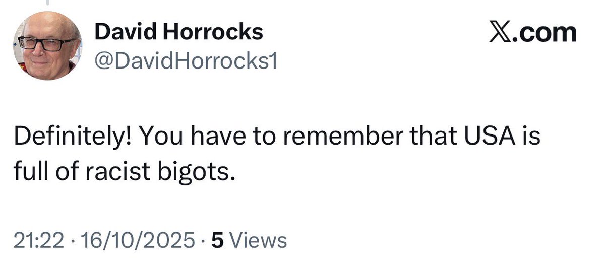 Calls me dumb, then declares an entire country’s full of racist bigots. I don’t give a shit what you think, you demented old clown.