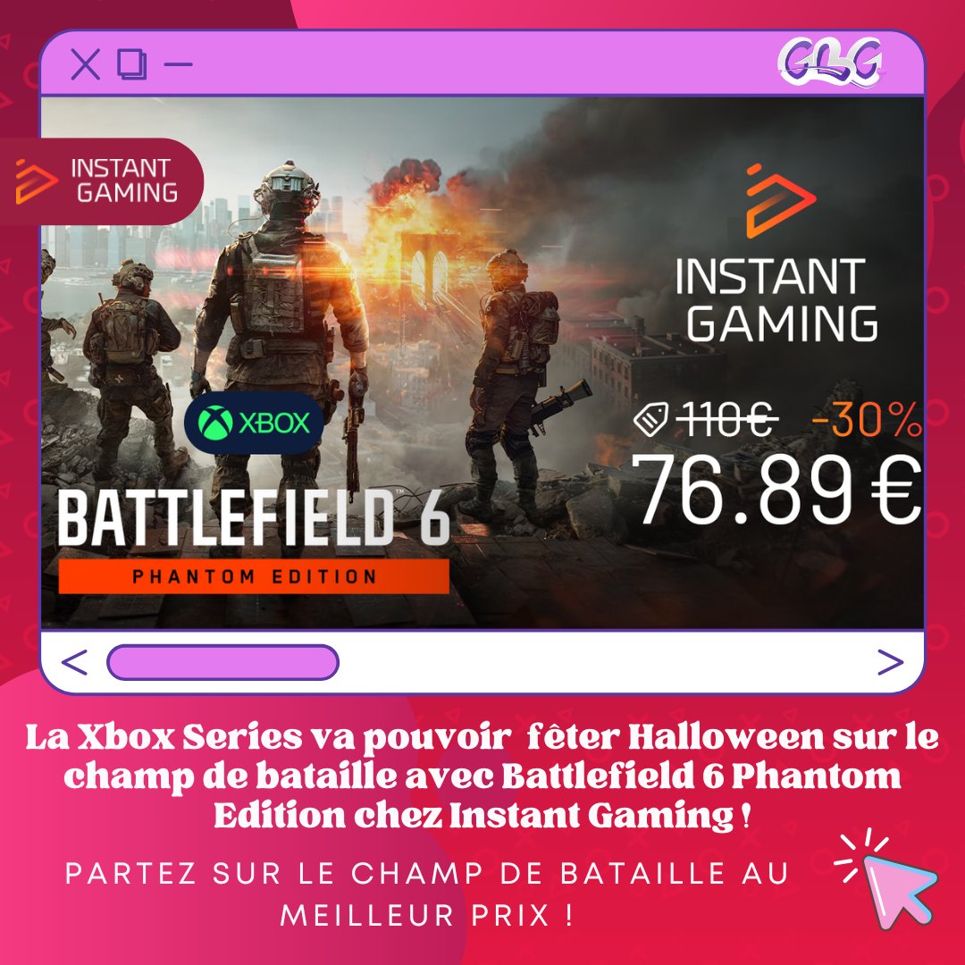 GeeksByGirls's tweet image. Octobre c&apos;est le mois des fantômes &amp;amp; pour suivre la tradition @InstantGamingFR propose #Battlefield6  #PhantomEdition. La #XboxSeries va pouvoir  fêter #Halloween sur le champ de bataille ! 🔫🔻
instant-gaming.com/fr/20306-achet…

❤#Gaming #JeuxVidéo #GamingNews #GamingReview #Battlefield