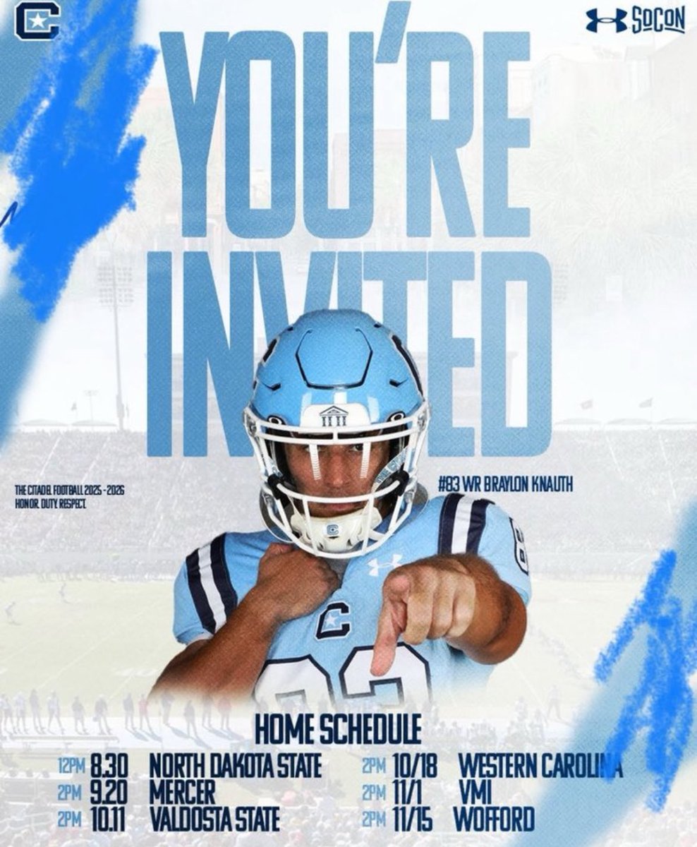 LukeBurnett22's tweet photo. Looking forward to being @CitadelFootball on Saturday!  Thank you @CoachRAPinilla for the invite!  #FireThoseCannons 

@NOHSFootball @CoachAurandt @CoachWillPeters @CoachJDukes41 @RecruitNorthFB @RecruitGeorgia @KoachDrayton @EveretteSands @CoachJackson16 @Coach_GDixonUSA @CoachVance92 @Coach_Jsimms @COACH_JOJACK @CoachCoax17 @RettRussell26 @TheCitadelFB