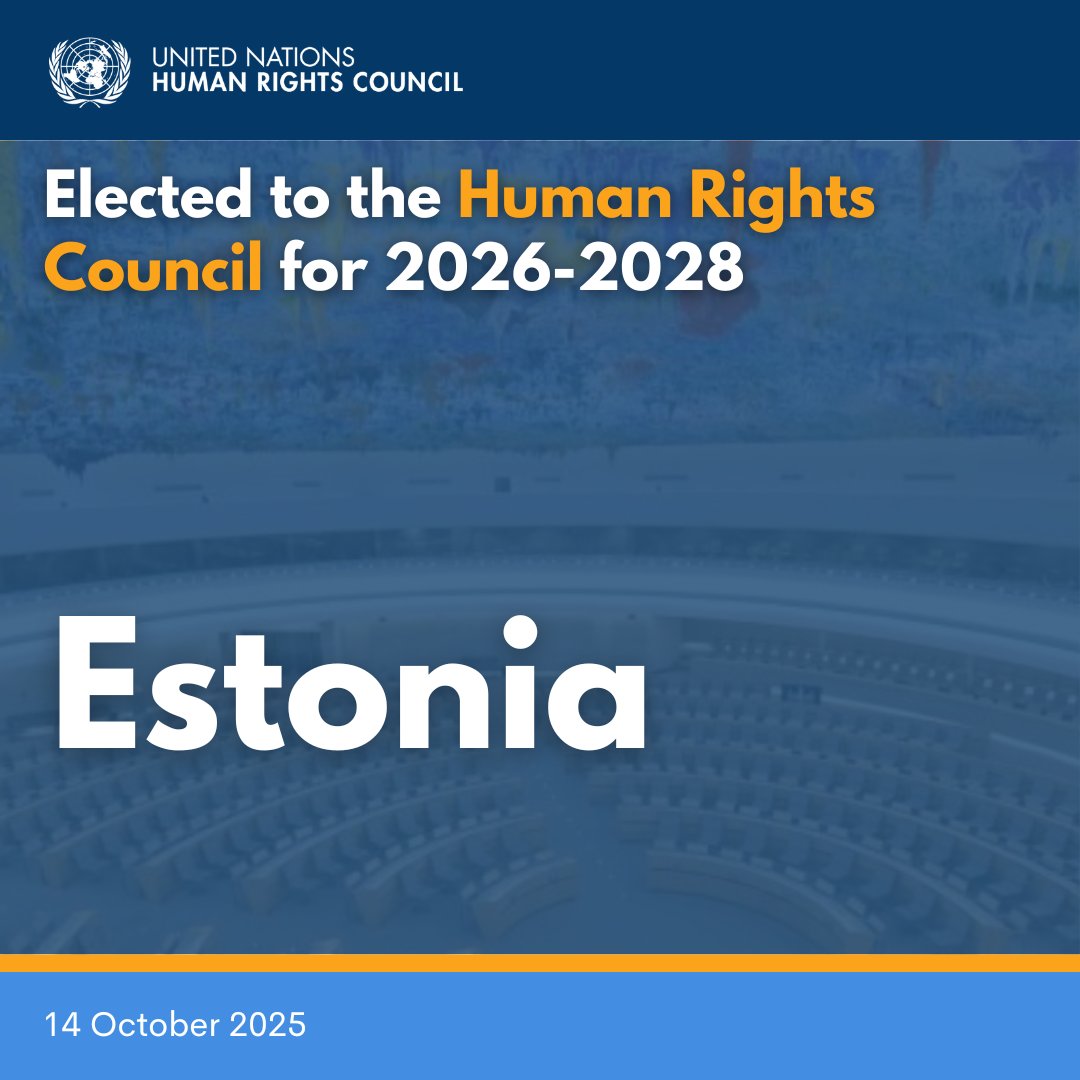 Congratulations to Estonia 🇪🇪 for being elected - for the second time - as a member of the United Nations Human Rights Council <a href="/UN_HRC/">UN Human Rights Council</a> for 2026-2028.
Switzerland 🇨🇭 looks forward to working together to strengthen the promotion and protection of #HumanRights worldwide.