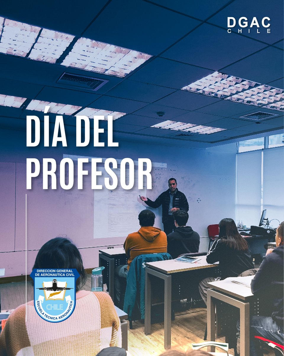 DGAC Chile (@dgacchile) on Twitter photo 📢¡Feliz #DiadelProfesor! #16DeOctubre
En este día especial, la <a href="/DGACChile/">DGAC Chile</a> saluda y reconoce el trabajo de todas y todos los profesores que forman parte de la <a href="/Esc_Aeronautica/">Escuela Aeronáutica</a> ✈️
🔔También, extendemos el saludo a todos quienes se dedican a esta profesión, inspiran y dejan huellas 📢¡Feliz #DiadelProfesor! #16DeOctubre
En este día especial, la <a href="/DGACChile/">DGAC Chile</a> saluda y reconoce el trabajo de todas y todos los profesores que forman parte de la <a href="/Esc_Aeronautica/">Escuela Aeronáutica</a> ✈️
🔔También, extendemos el saludo a todos quienes se dedican a esta profesión, inspiran y dejan huellas