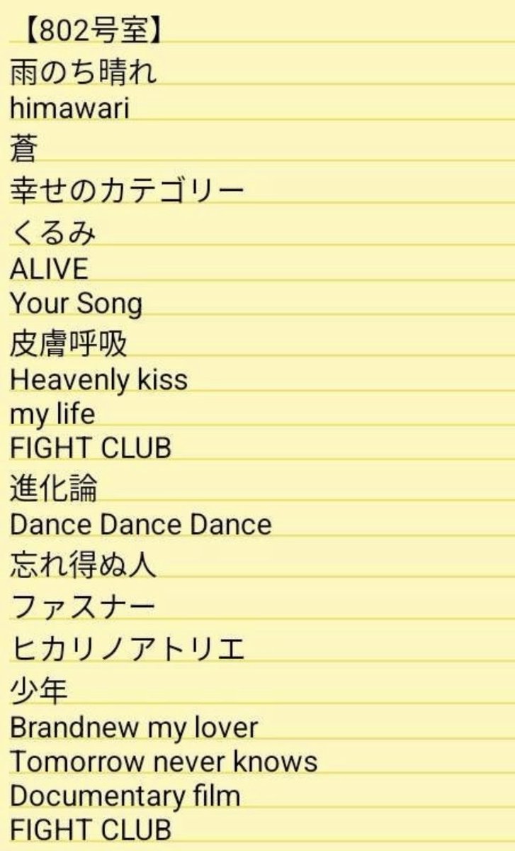 758chilkara's tweet photo. スタッフえすさんが、10/11の名古屋チルカラ各部屋での選曲リストを作成してくれました！　こちらは802室。 https://t.co/kmDEapyjhi