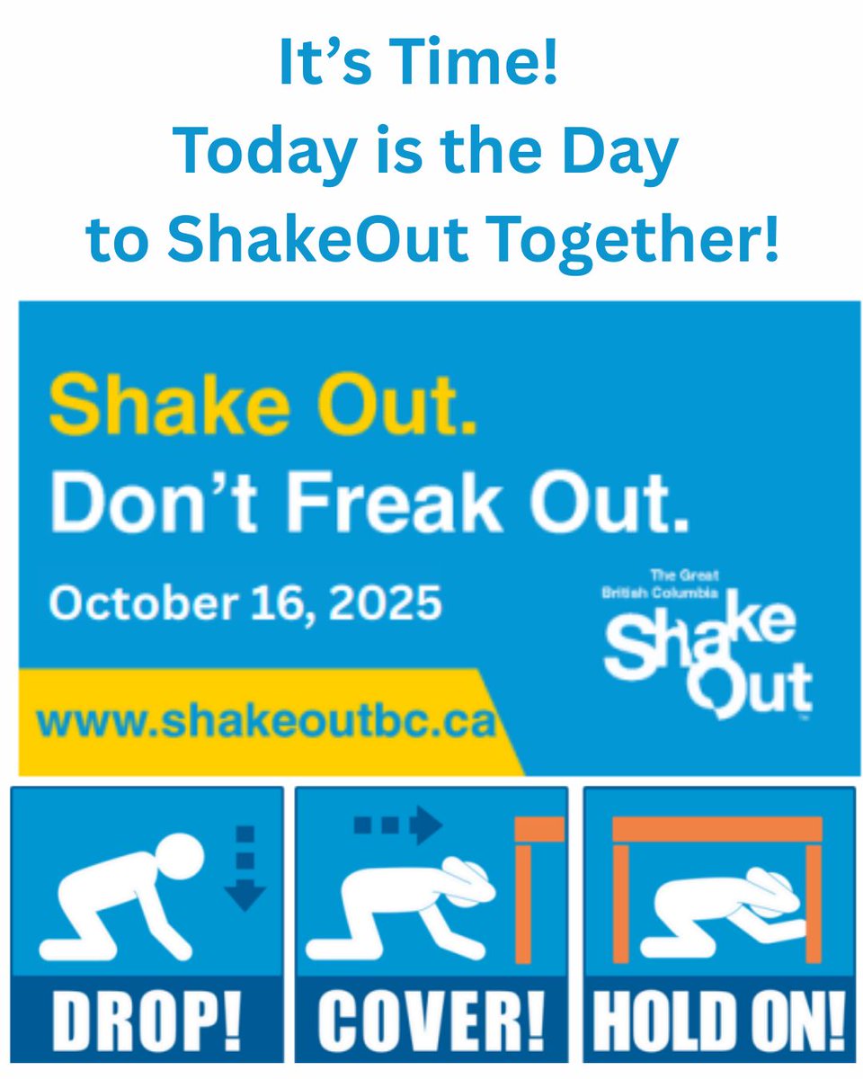 CamosunLibrary's tweet image. Today’s the Day, BC! Drop, Cover, and Hold On — October 16, 2025 at 10:16 am!