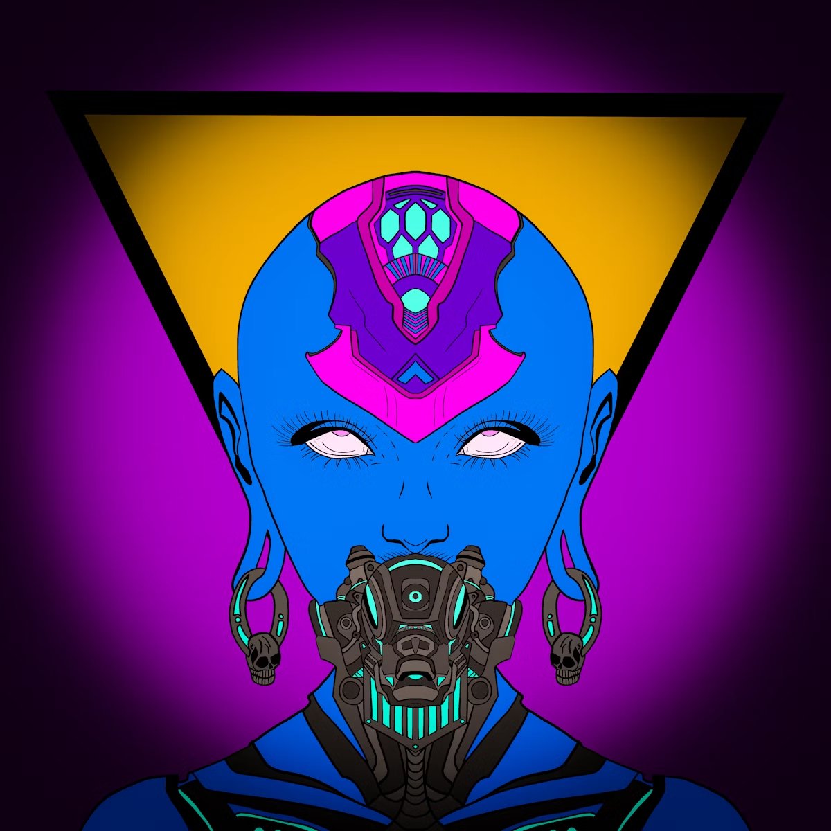 gm 

NAME: ▲
EDITION: 1
TECHNIQUE: Digital Drawing Vector
YEAR: 2022
SIZE: 5000x5000 * 13,5 MB
STYLE: CyberPunk, Futurist

Cyborg Transhuman collection