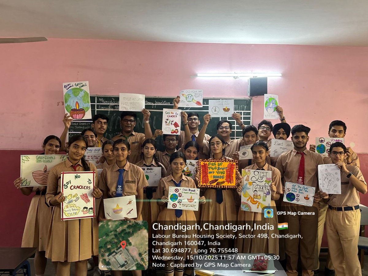NSSRyanChd's tweet photo. The NSS Unit of Ryan International School, Chandigarh organised a Slogan Writing and Poster Making Competition on the theme Eco-Friendly/Anti-Cracker Diwali to spread awareness about celebrating a pollution-free and green Diwali. https://t.co/vH5uU3Um72