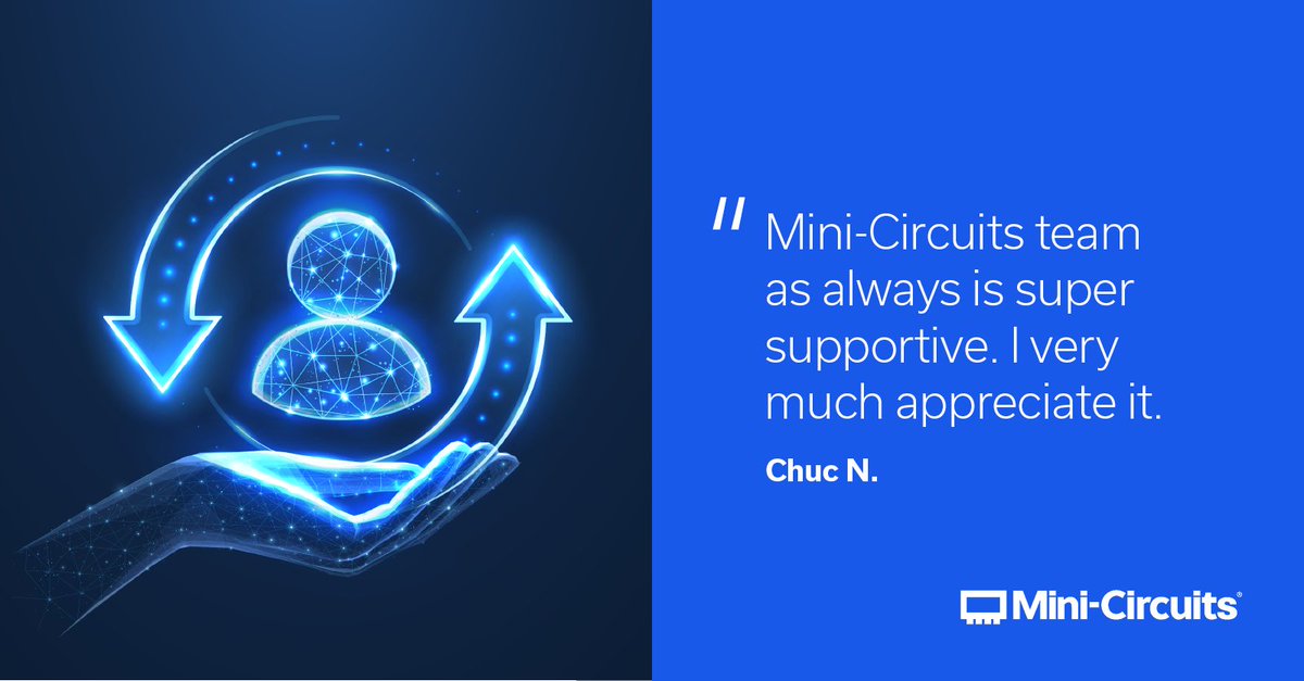 MiniCircuits's tweet image. We pride ourselves on putting customer satisfaction at the forefront of our efforts. Our team of experts are ready to assist each of our patrons in answering their questions and finding solutions for their systems. 

#rf #customertestimonial #customersatisfaction