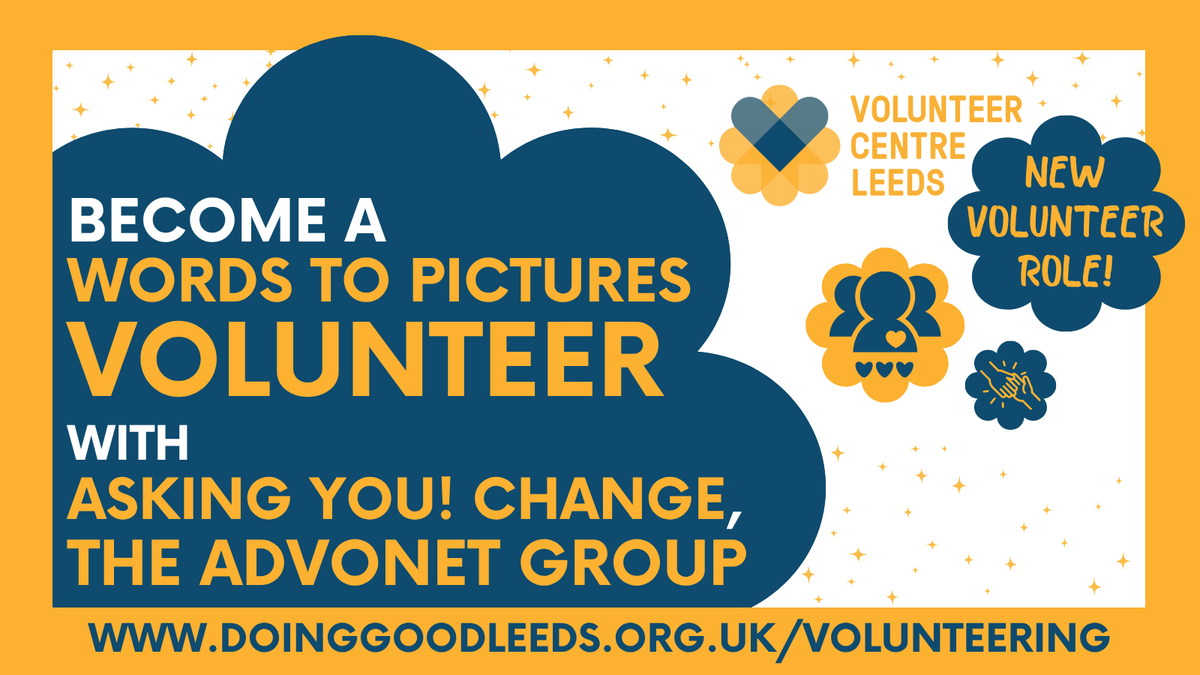VolunteerLeeds's tweet image. ⭐ New role! ⭐

Have a learning disability? Become a Words to Pictures Volunteer with #AskingYou #changepeople @AdvonetUK! 🧩📖🗣️

📅 3hrs weekly
📍 26 Roundhay Rd, LS7 1AB
🔗ow.ly/jiZf50XbLpV

More info:
☎️ 01132440606 (Imogen)
✉️ change@advonet.org.uk
#VCLNewRoles #Leeds