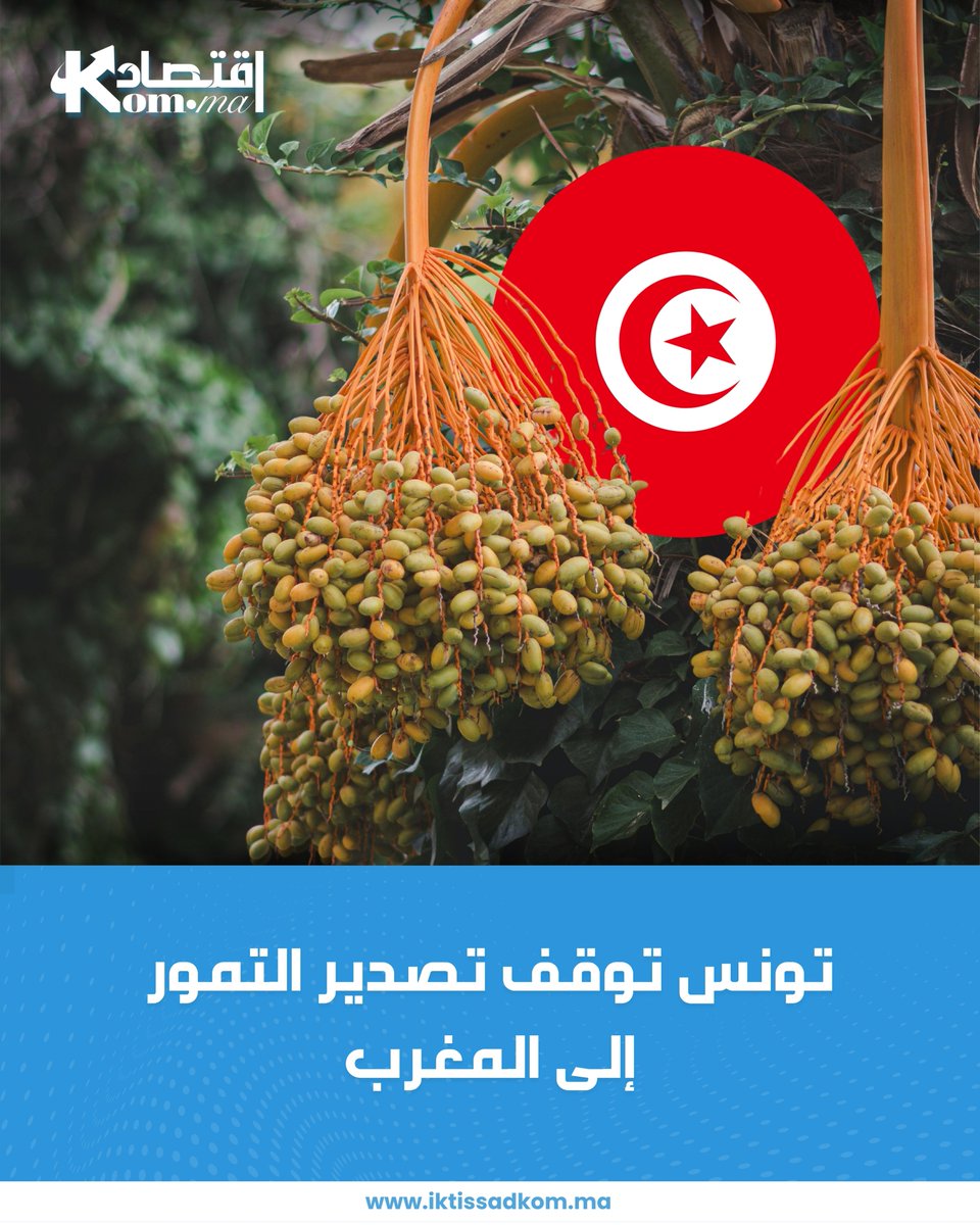 iktissadkom's tweet image. 🇹🇳🇲🇦 تونس تستبعد المغرب من موسم تصدير التمور الجديد

أعلنت وزارة الفلاحة التونسية عن انطلاق موسم تصدير التمور دون إدراج السوق المغربية، من دون توضيح الأسباب.

قرار يثير تساؤلات حول العلاقات التجارية بين البلدين، خاصة مع اقتراب شهر رمضان.

#المغرب #تونس #التمور #الاقتصاد #التجارة