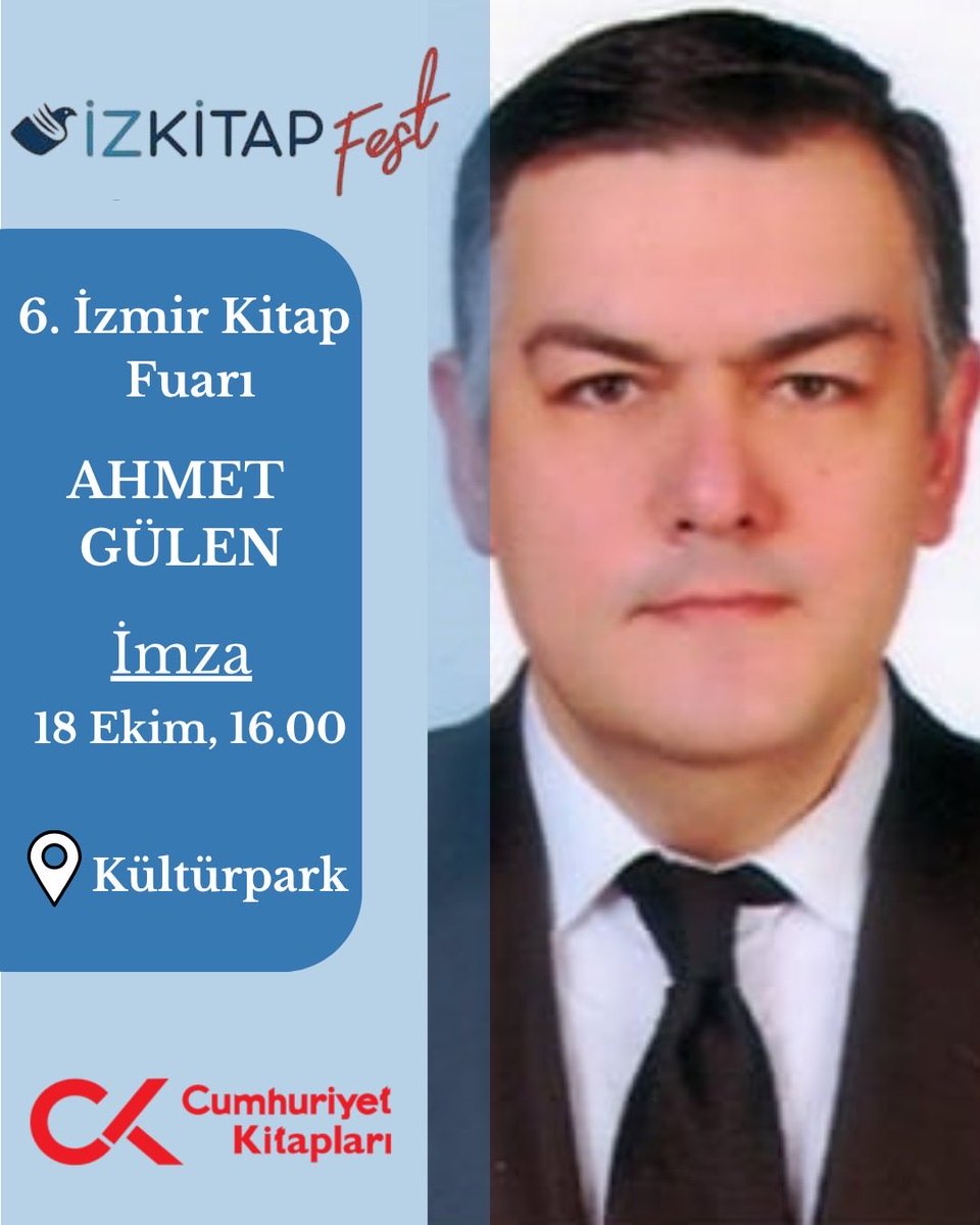 CUMHURİYET YAZARLARI İZMİR’DE!

6. İzmir Kitap Fuarı’nda yazarlarımız Cumhuriyet Kitapları standında okurlarıyla buluşacak.

Bütün okurlarımızı standımıza bekliyoruz.