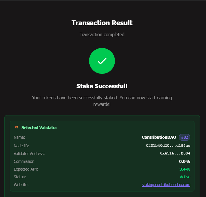 +1 txn staking mon testnet 1
