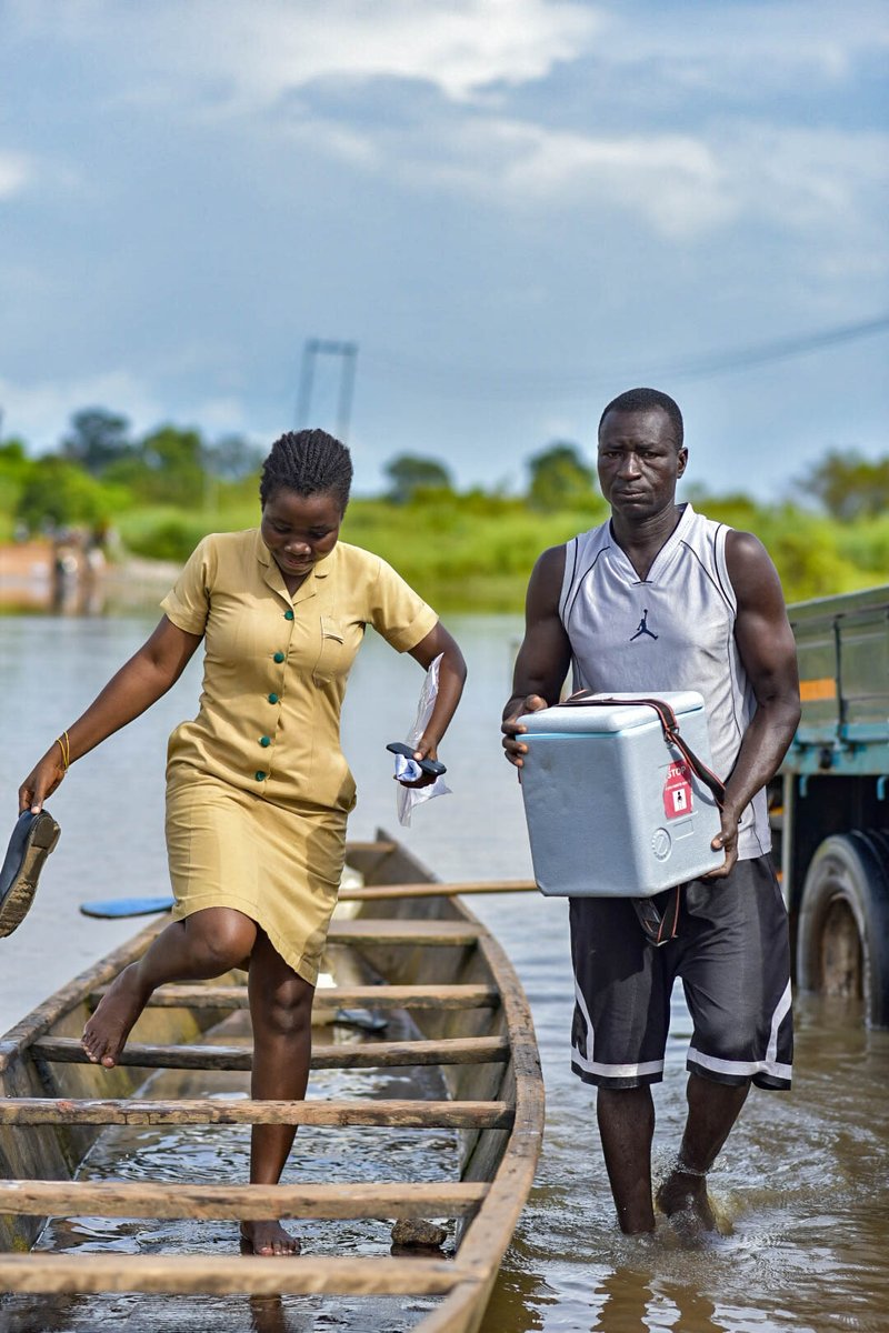 When floods washed away bridges in Aframso, nurses Abigail &amp; Patrick, did not give up.

They crossed rivers &amp; muddy roads to ensure girls, no matter how far, got the #HPV vaccine.

Their courage helped protect 1.8M+ girls from #CervicalCancer

More➡️ bit.ly/43gJLoF