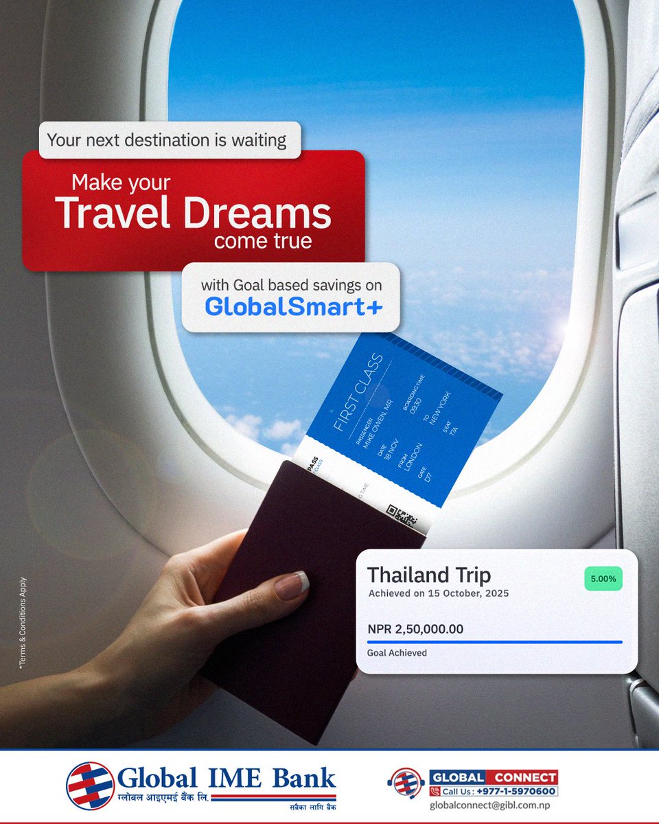 Make your travel dreams a reality! 
With Goal Based Savings on GlobalSmart+, you can set and achieve your travel goals!

Start saving smart with GlobalSmart+ Goal Based Savings and take the first step toward your next adventure.

Download the App Now: onelink.to/gblsmart